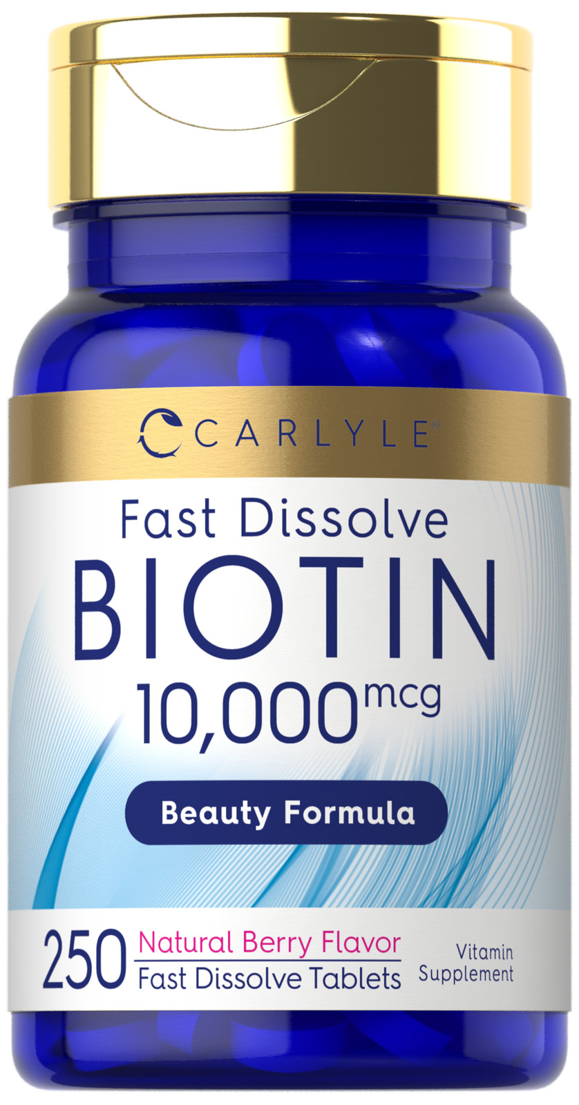 Biotin 10000mcg | 250 Fast Dissolve Tablets | Max Strength | by Carlyle