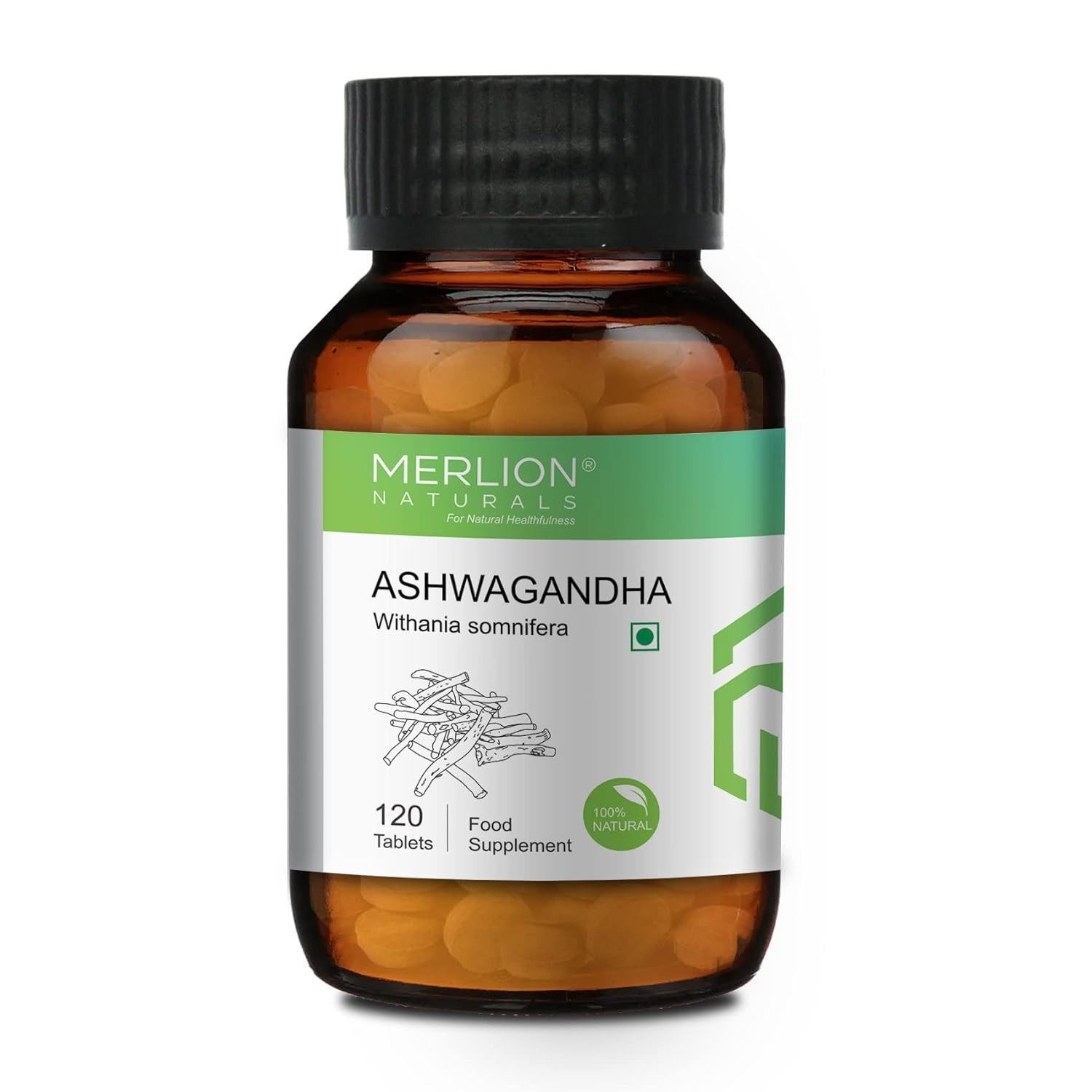 MERLION Ashwagandha Tablets 500mg (120 Tablets) | Withania somnifera