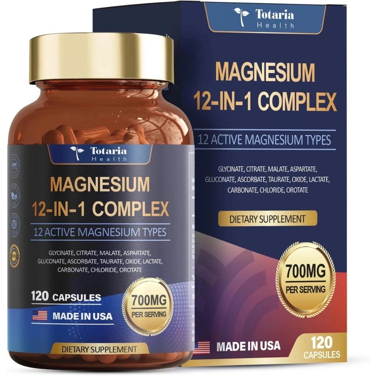12-in-1 Magnesium Complex 700mg, Glycinate Citrate Malate Taurate Supplement
