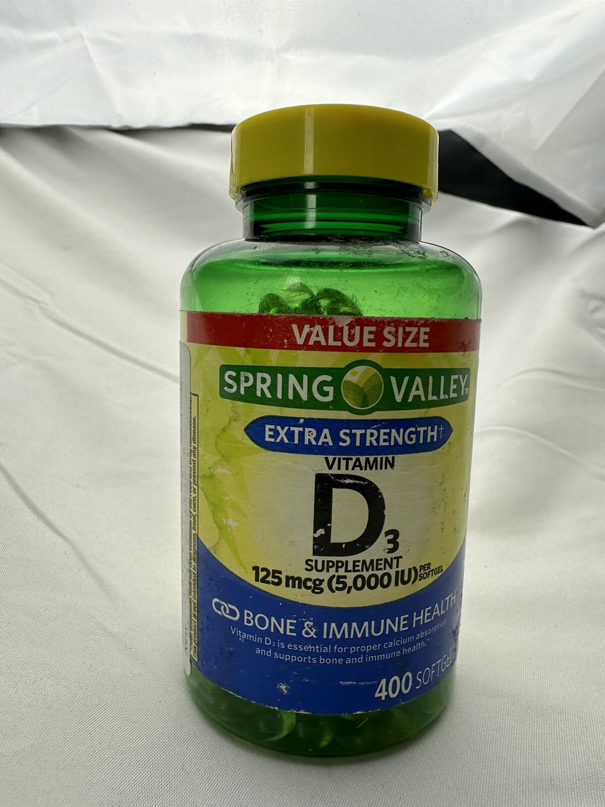 Spring Valley Vitamin D3 Supplement Softgels, 2000 IU, 400 Count Bone Health