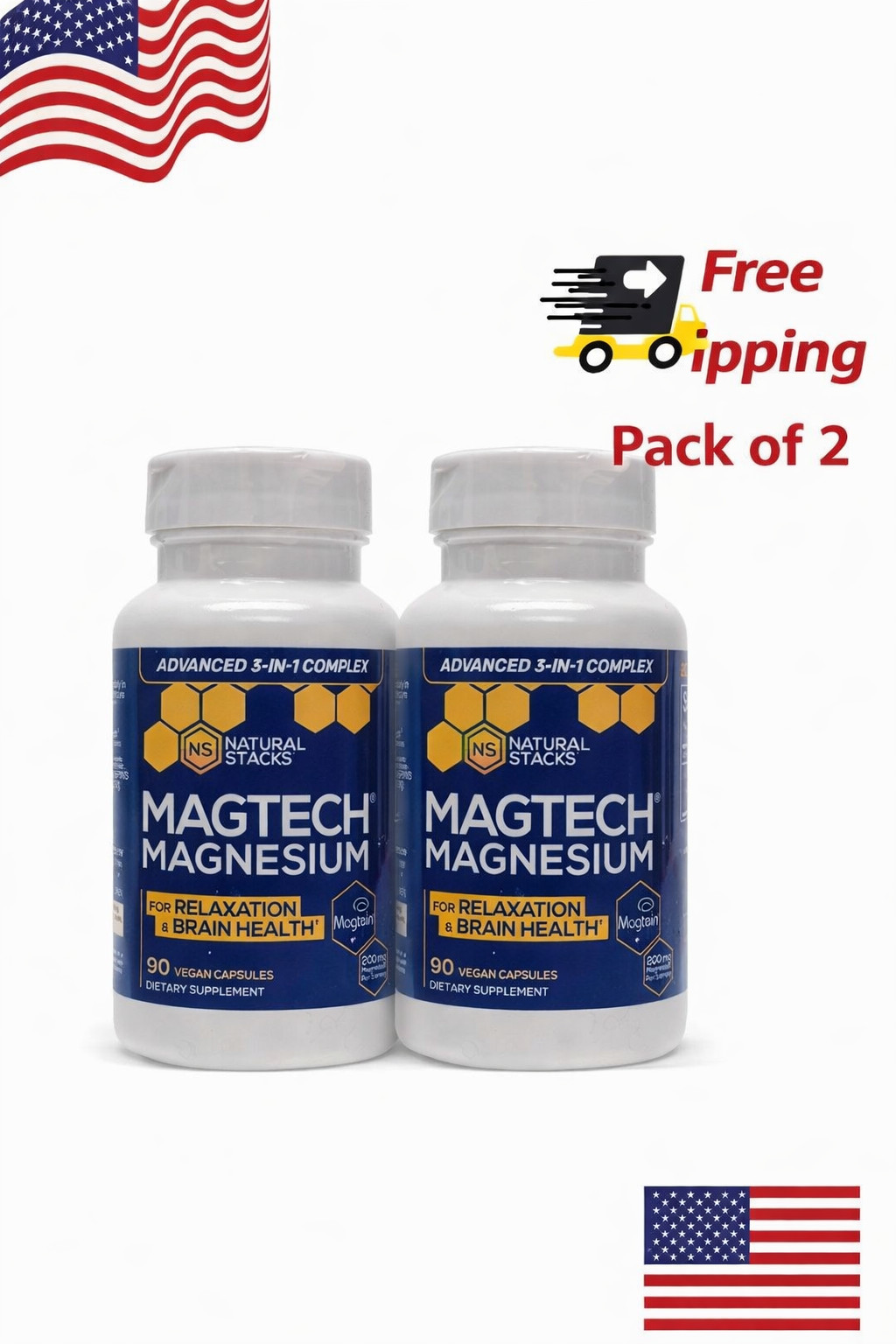 Pack Of 2 MagTech Magnesium 90 Caps – Supports Relaxation & Brain Health & Relax
