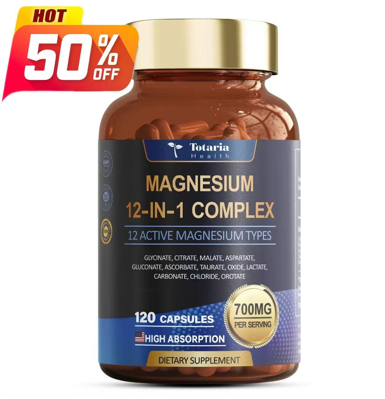 Totaria Magnesium 700mg 12-in-1 Complex for Muscle & Relaxation Vitamin