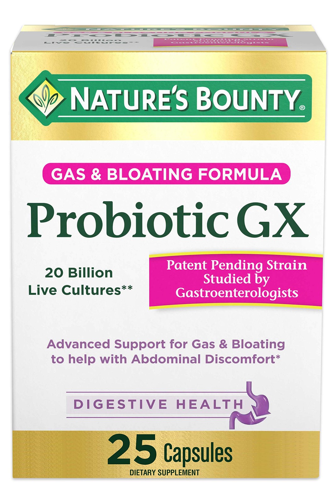 Nature’s Bounty Probiotic GX 25 Count Supports Digestive Health and Comfort