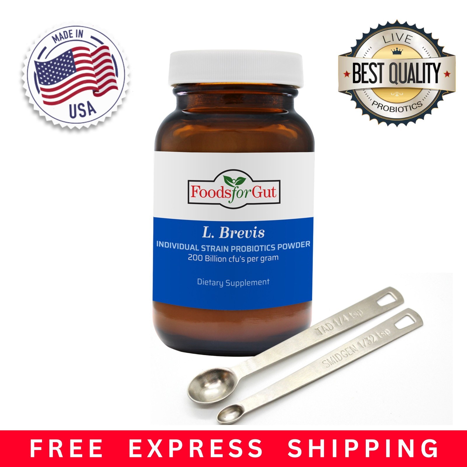 Lactobacillus Brevis Probiotic Powder 200B CFU | Made in USA | No Additives