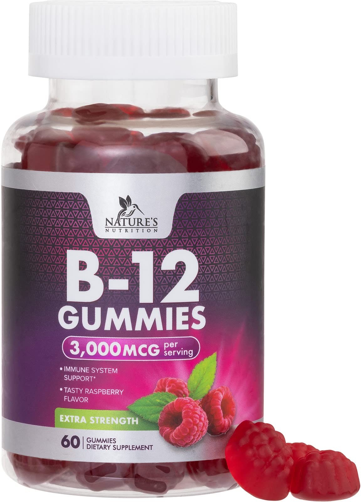 Vitamin B12 Energy Gummies – 3000 mcg per Serving Extra 60 Count (Pack of 1)