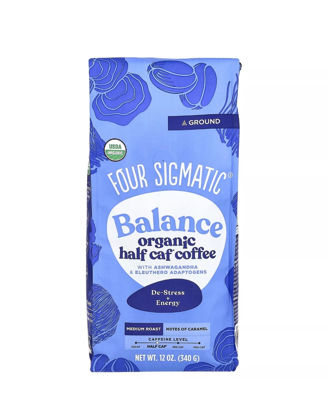 Balance, Organic Half Caf Coffee with Ashwagandha & Eleuthero Adaptogens, 7/2026