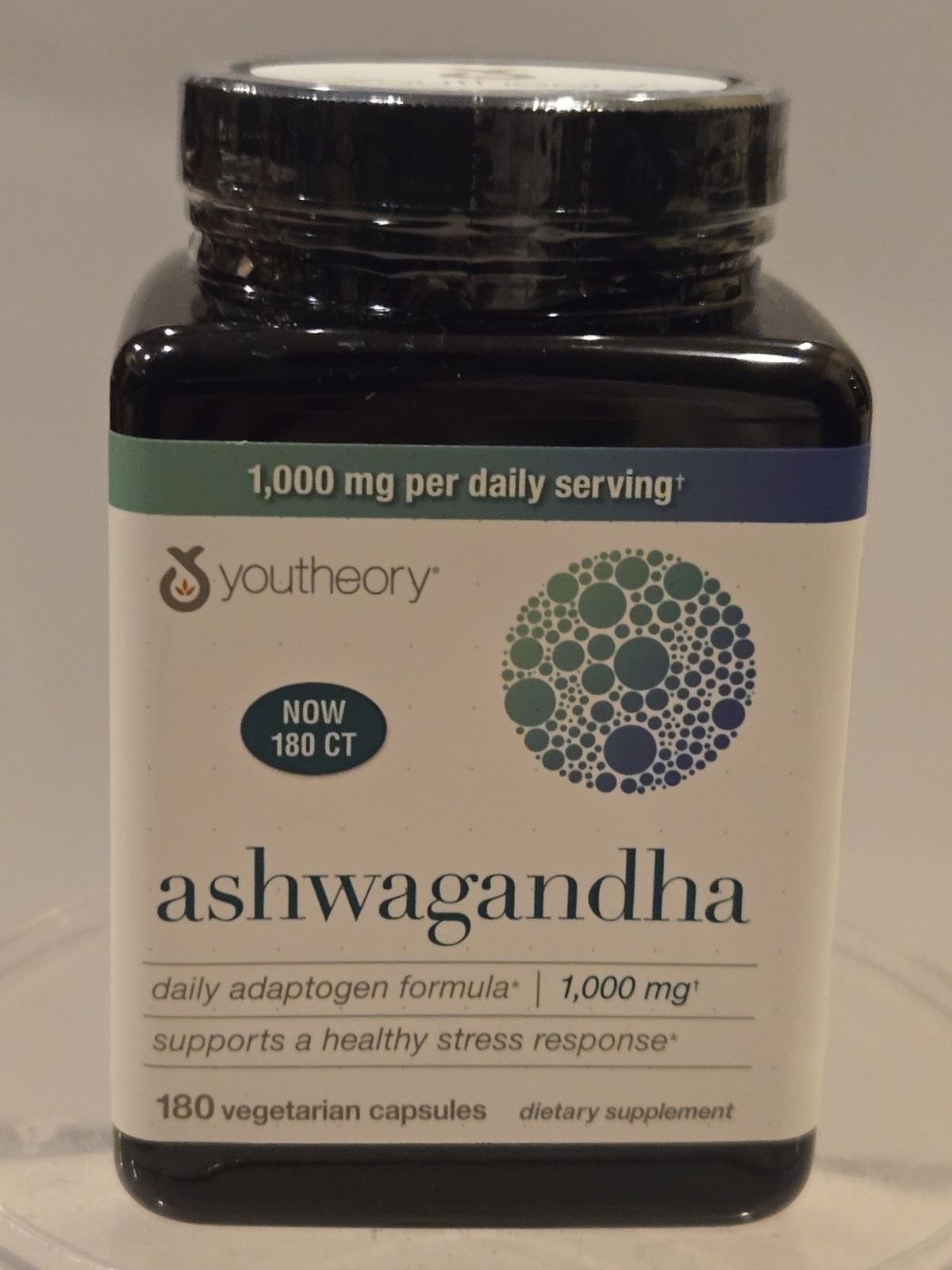 Youtheory Ashwagandha 1,000 mg, 180 Vegetarian Capsules Exp: 12/2027 Or Later
