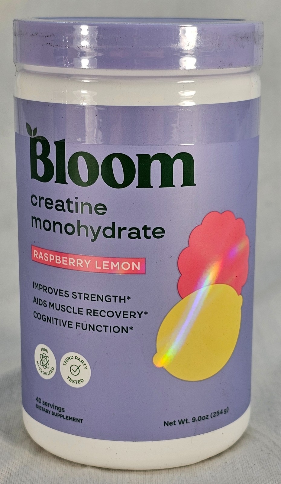 Bloom Nutrition Creatine Monohydrate Powder Raspberry Lemon 40 Servings – NEW
