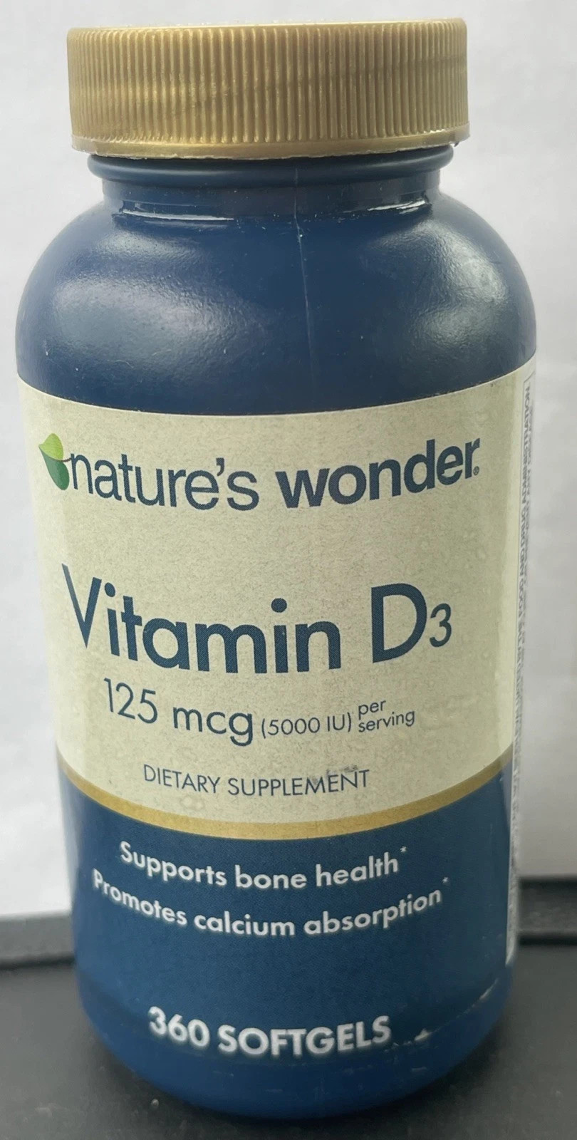 Nature’s Wonder Vitamin D3 Bone Health 125 mcg 360 Softgels Exp: 04/27