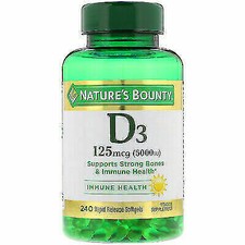 Nature’s Bounty NRT29176 Vitamin D3 5,000 IU – 240 Rapid Release Softgels 3/27