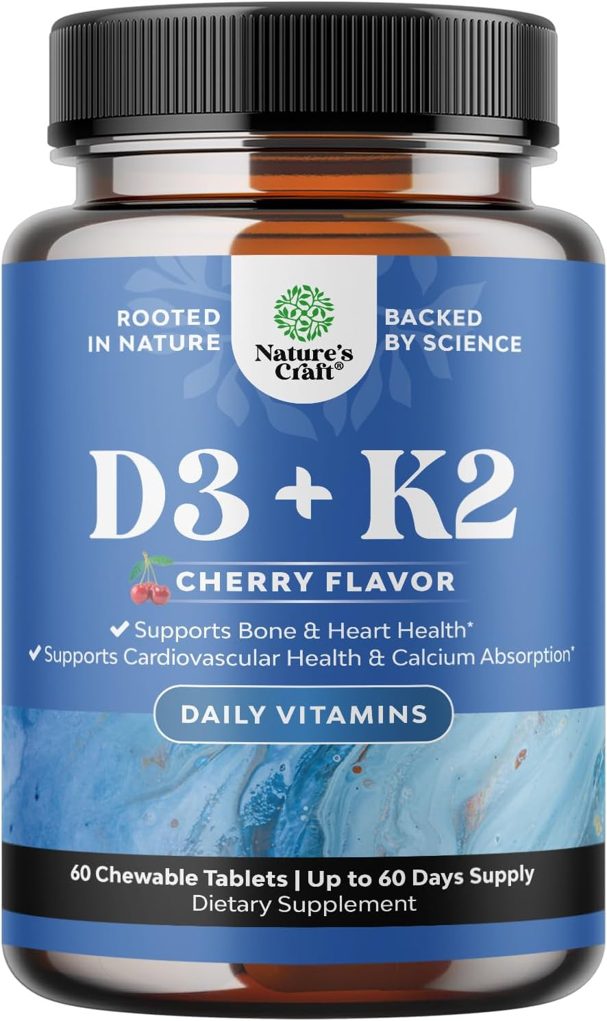 Vitamin D3 with K2 MK7 Supplement – Vitamin D3 2000 IU Tablets and Vitamin K2 fo