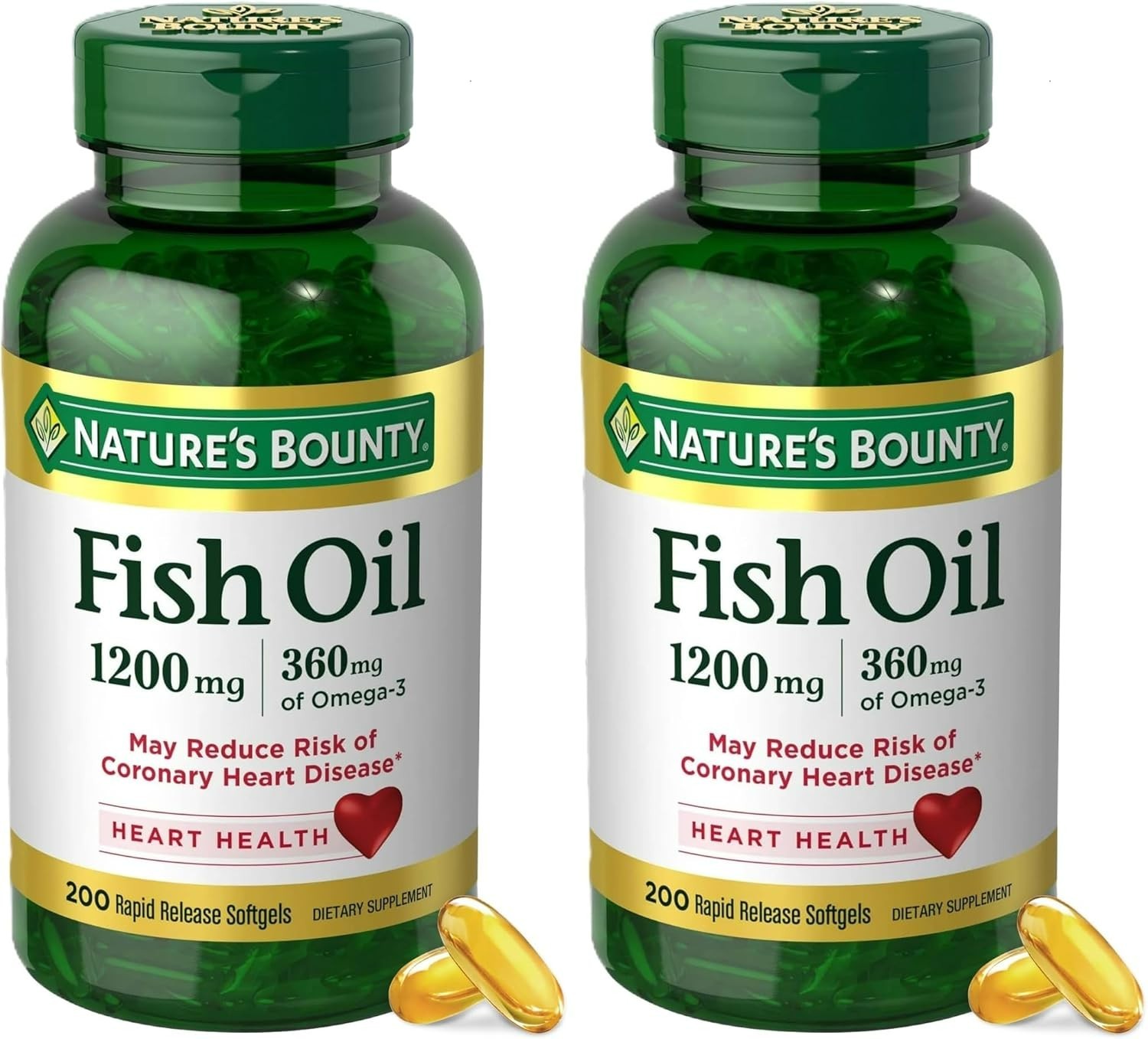 2pk Nature’s Bounty 200 Pack Fish Oil 1200 mg Supplements Heart Health BB: 10/27