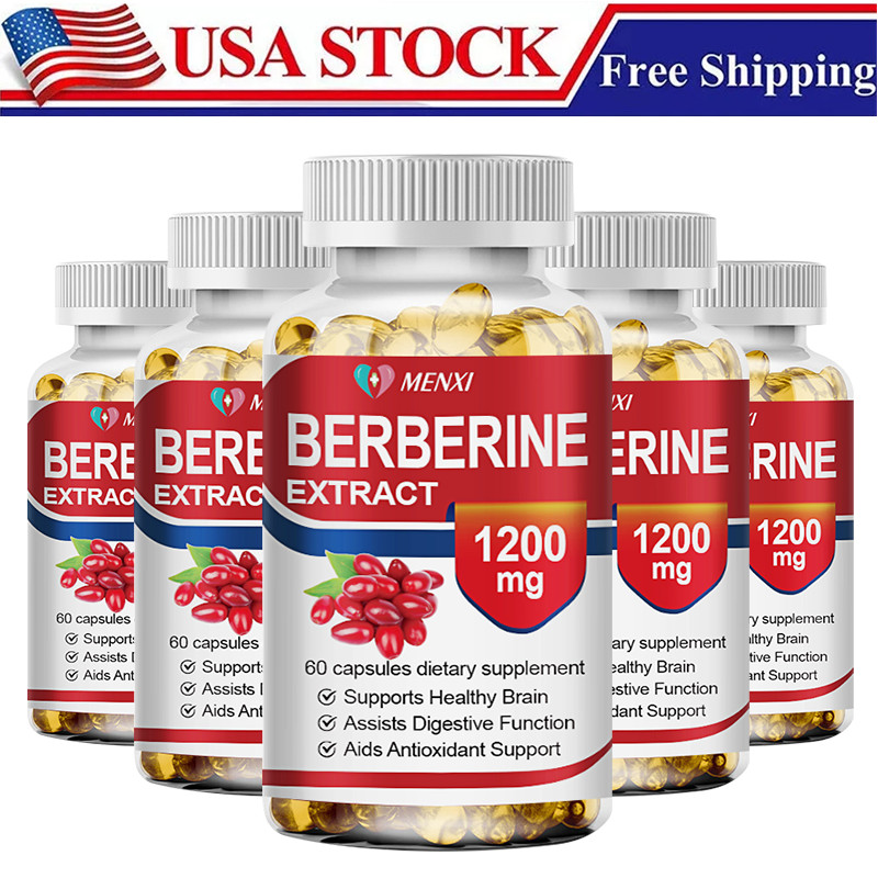 5 Packs Berberine Capsules 1200mg High Abosorption For Blood Sugar Immune Health
