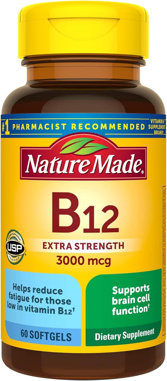Nature Made Extra Strength Vitamin B12 3000 mcg, Dietary 60 Count (Pack of 1)