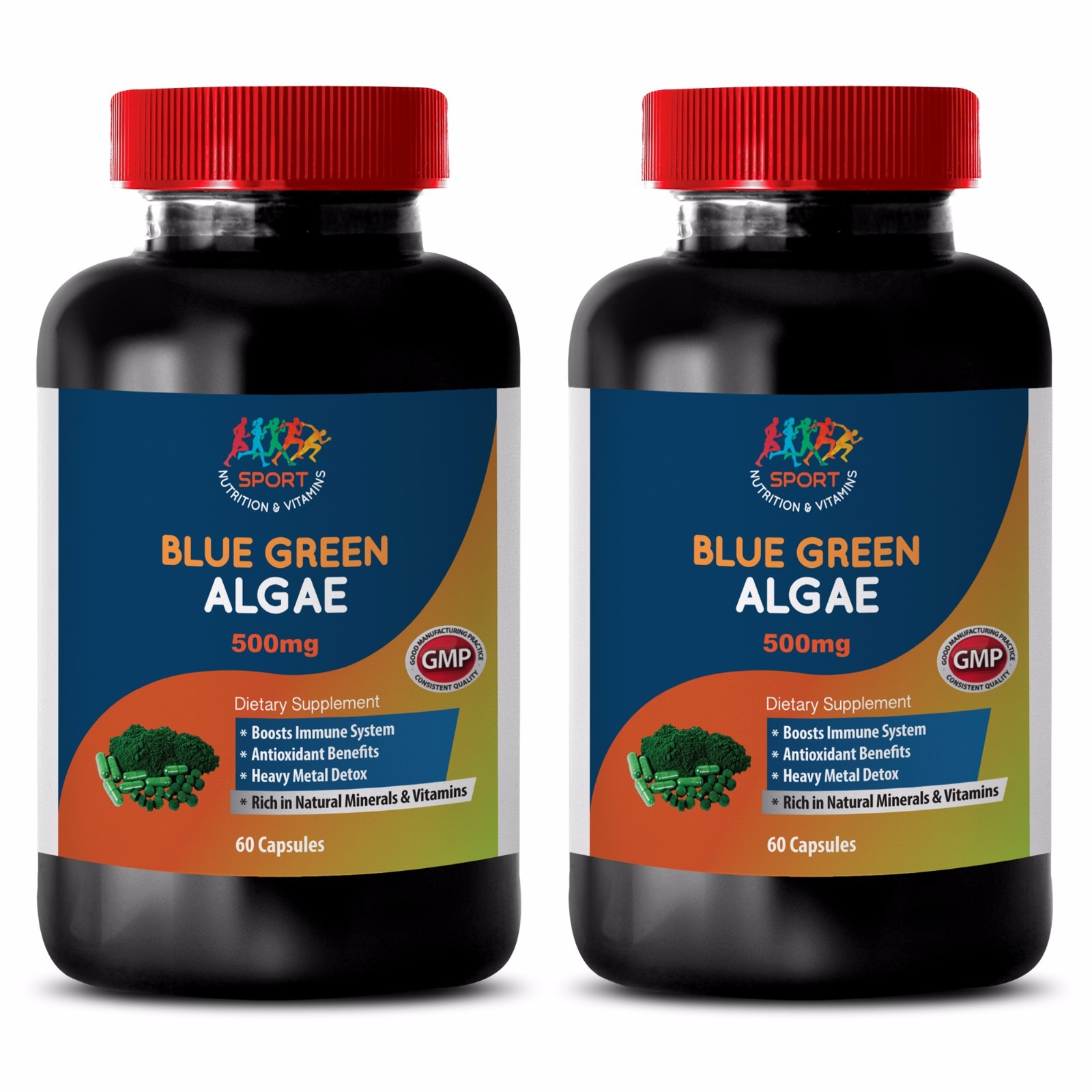 Vitamin B12 – Blue Green Algae 500mg from Klamath Lake – Antioxidant (2 Bottles)