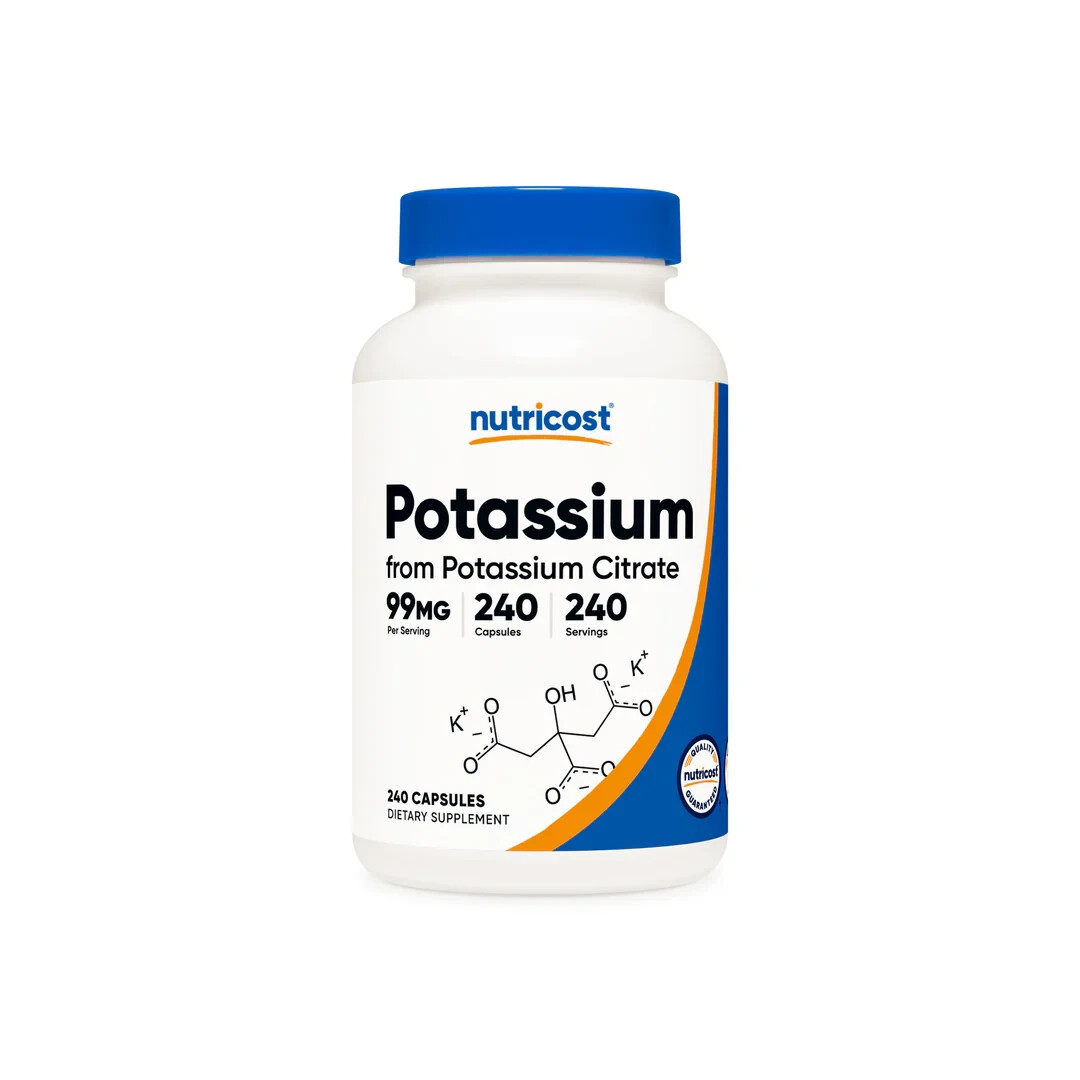 Nutricost Potassium Citrate 99mg 240 Caps – SALE – GF, Non-GMO EXP 09/2026