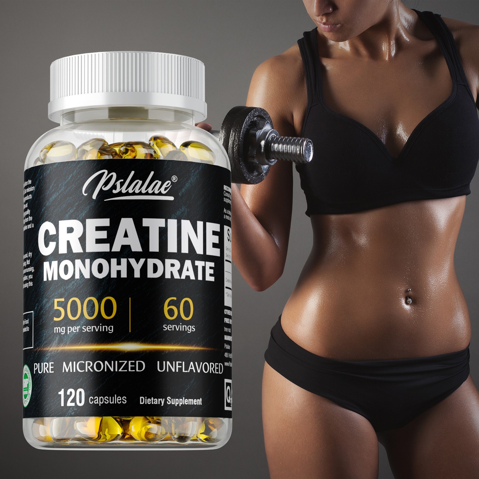Creatine Monohydrate 5000mg- Energy&Endurance,Muscle Health,Testosterone Booster