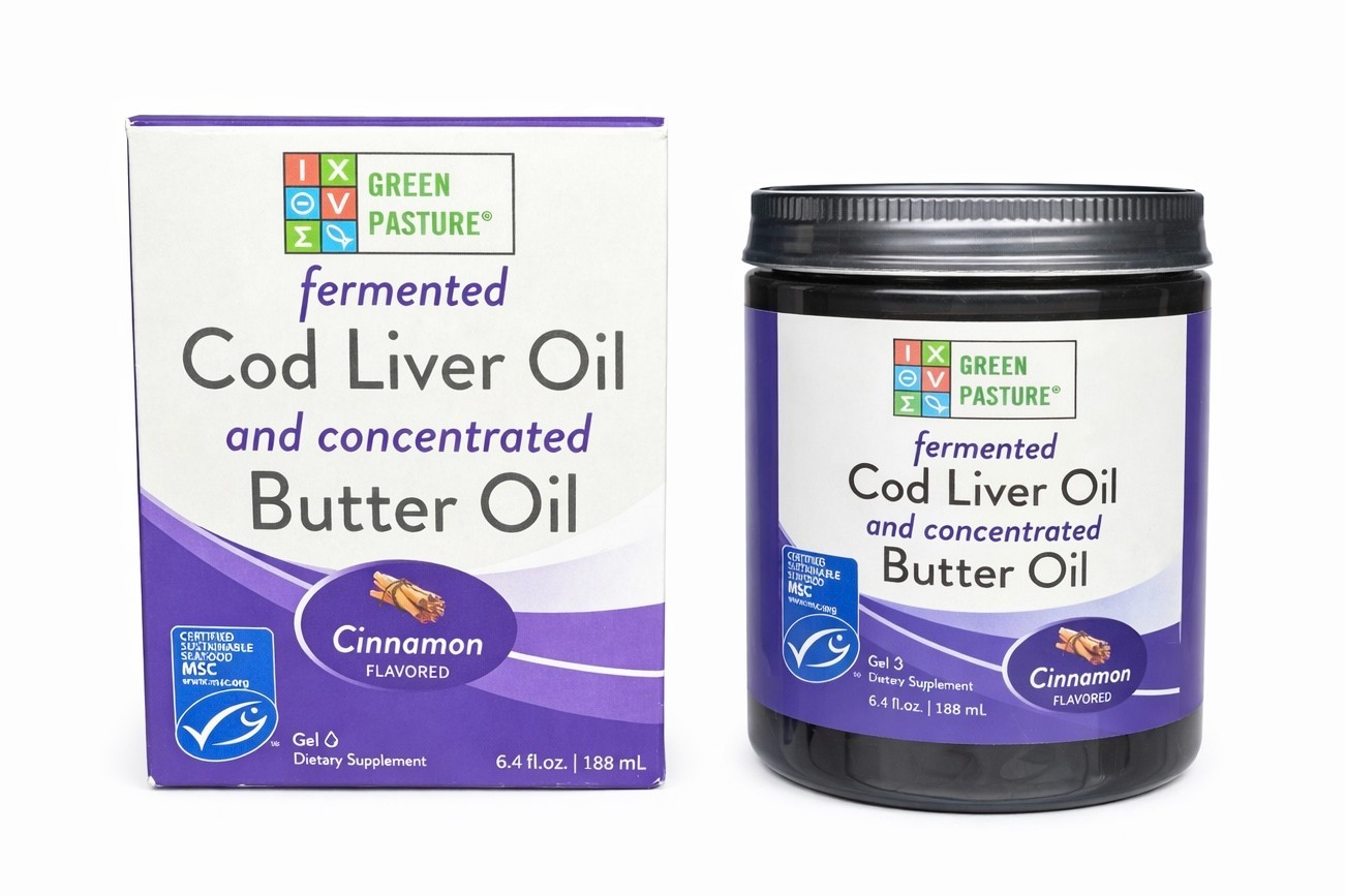 Green Pasture Butter Oil/Fermented Cod Liver Oil Blended Gel – 6.4 oz.- Cinnamon