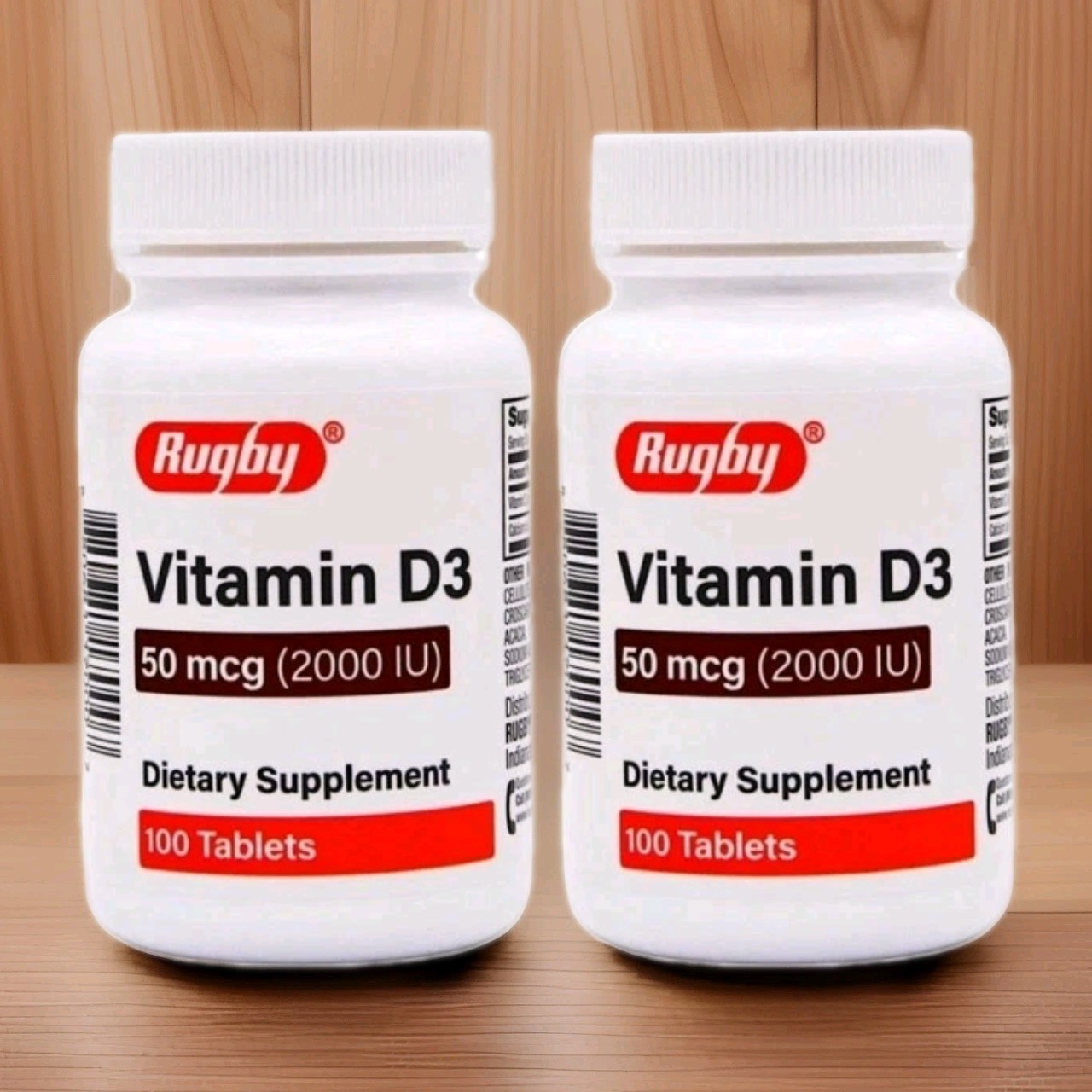Rugby Vitamin D3 50 mcg 2000 IU 100 CT each = 200 Ct Total Exp 6/2027 New Sealed