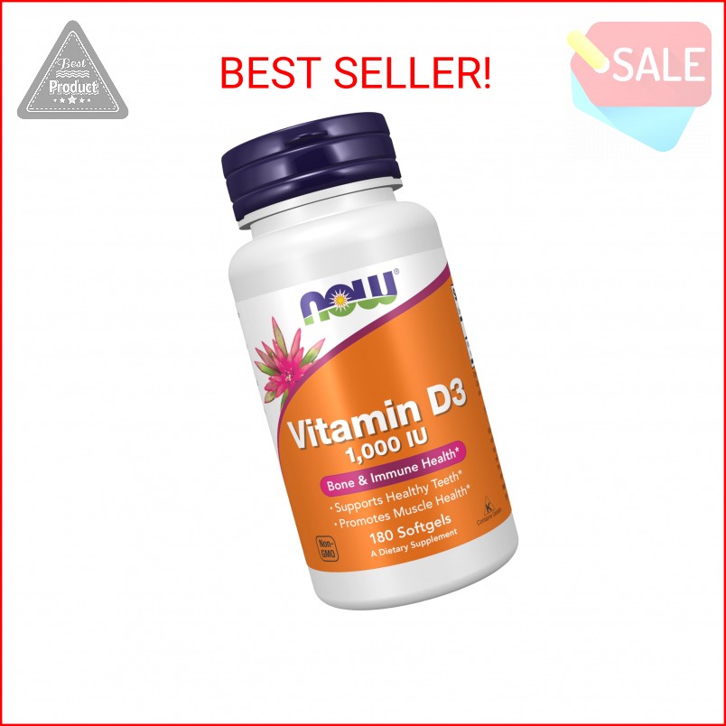 NOW Supplements, Vitamin D-3 1,000 IU, High Potency, Structural support*, 180 So