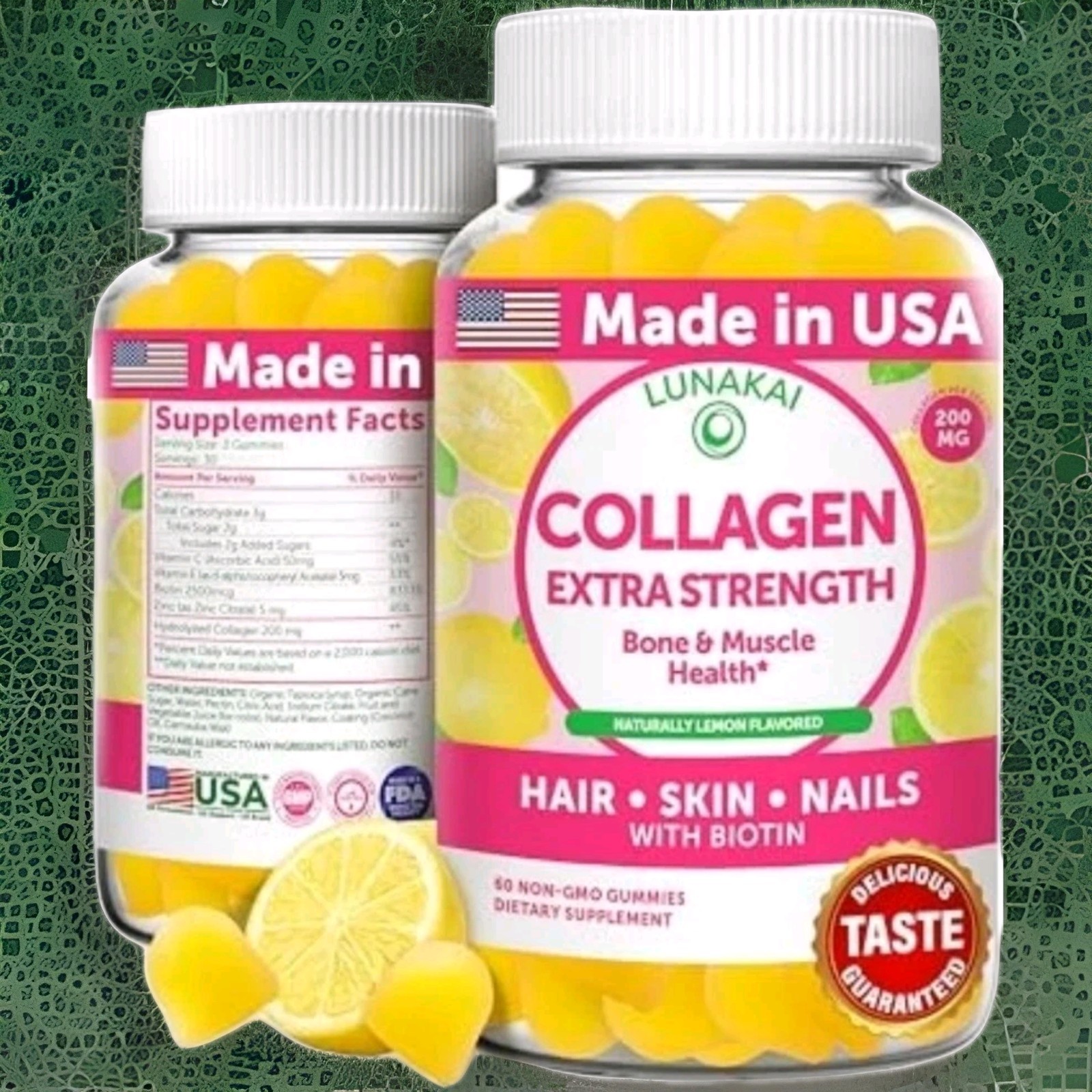 Lunaki Collagen Extra Strength Non-GMO Gummies Dietary Supplement 60ct