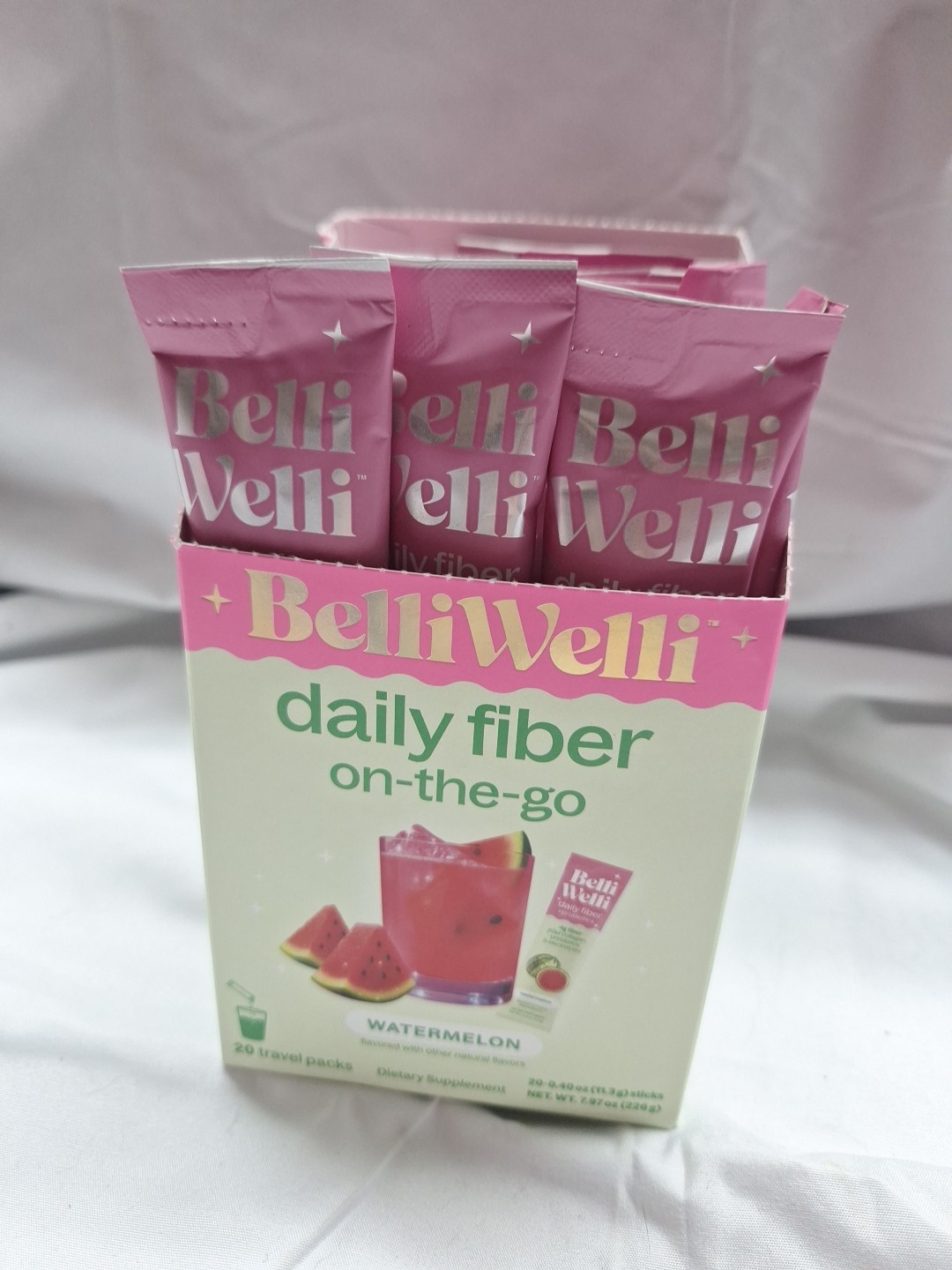 Belli Welli Daily Fiber on-the-go Watermelon, Probiotics, Collagen, 20 Pks.10/27