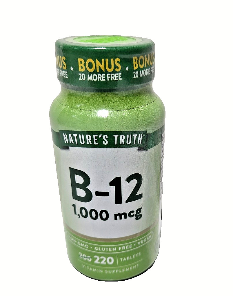 NATURE’S TRUTH – VITAMIN B12 1000 mcg  220 Softgels  Non-GMO, Gluten Free