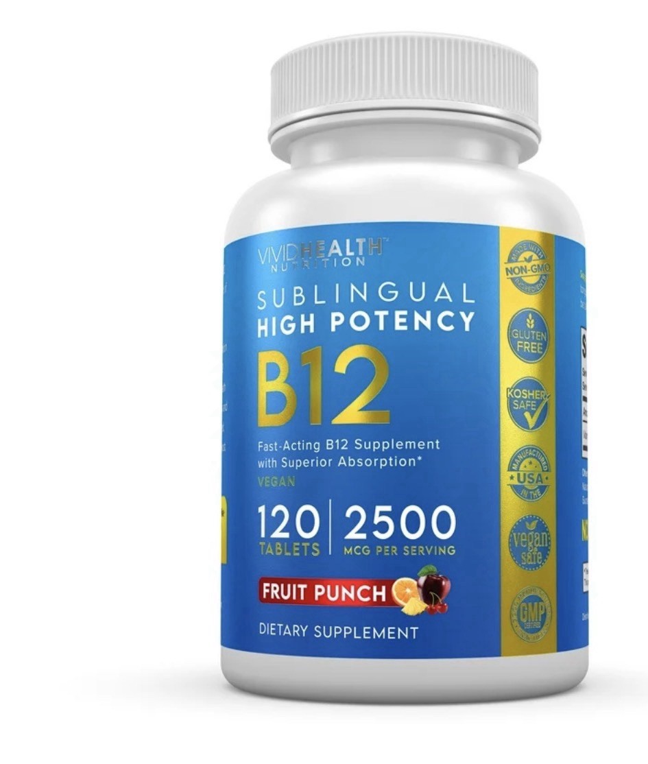 Vivid Health Nutrition Vitamin B12 2500mcg 120 Tablets Fruit Punch