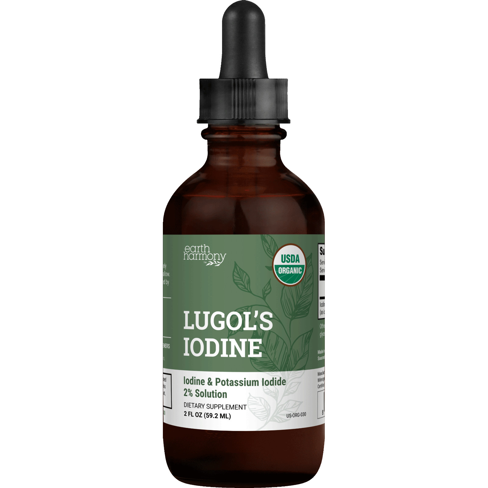 Earth Harmony Organic Lugol’s Iodine, Iodine and Potassium Iodide 2% Solution