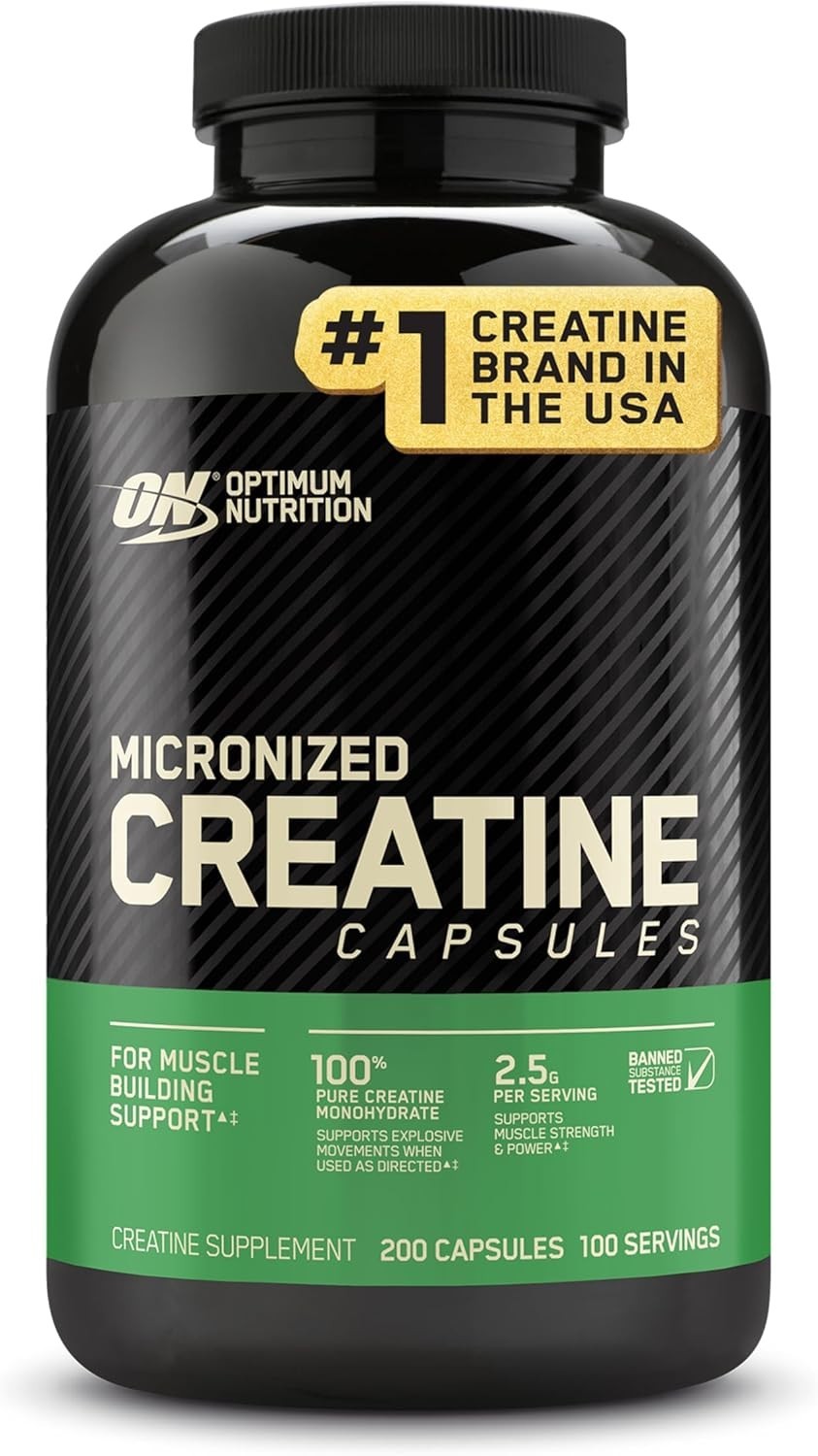 Optimum Nutrition 100% Pure Micronized 2500mg Creatine Monohydrate 200 Capsules