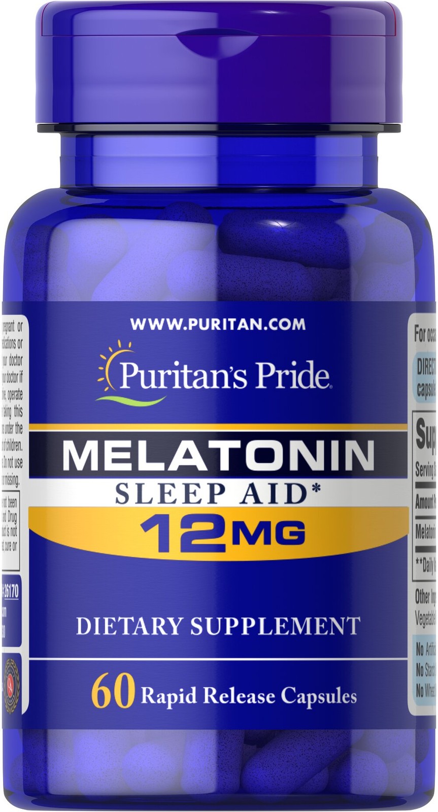 Puritan’s Pride Melatonin 12 mg-60   Rapid Release Capsules