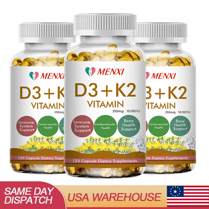 Vitamin K2 (MK7) + D3 Extra Strength Bone & Heart Health GMO Free, 360 Capsules