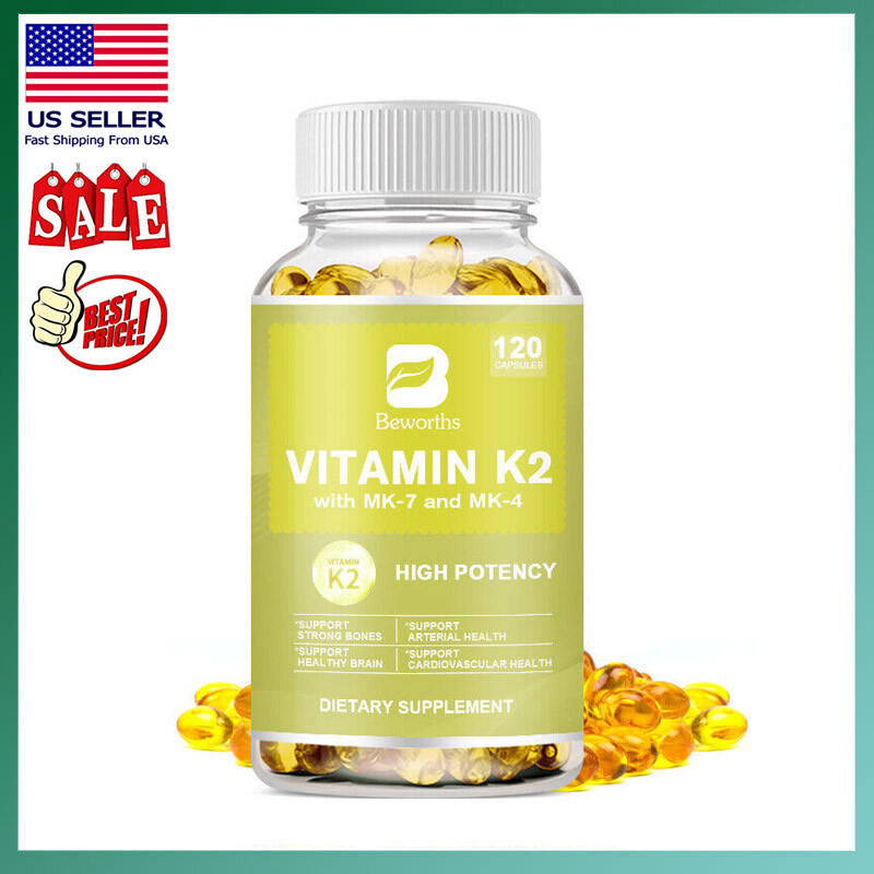 Vitamin K2 Supplement 500mcg -Vitamin K2 MK7 Supports Bone & Heart Health