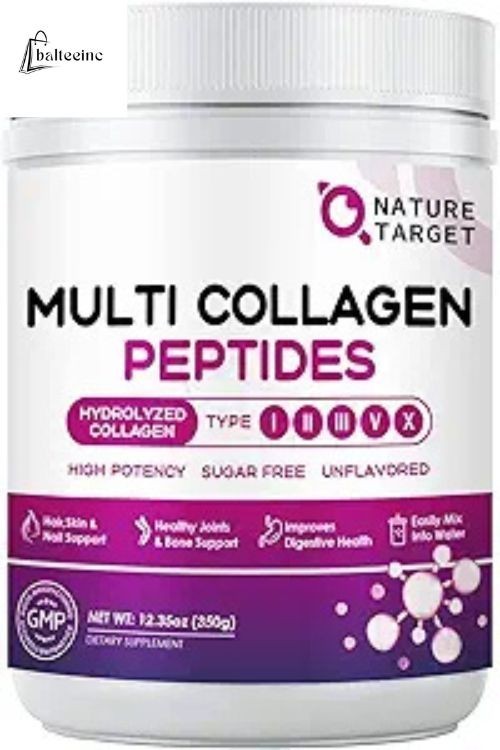 NATURE TARGET Multi Collagen Peptides Powder – Type I, II, III, V, X – Hydrolyze