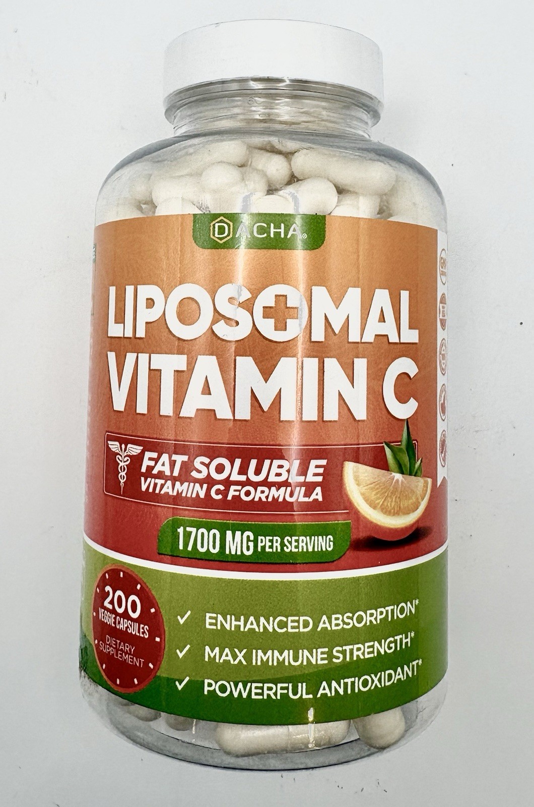 DACHA Liposomal Vitamin C 1700mg, 200 V Capsules – Immune Support & Collagen