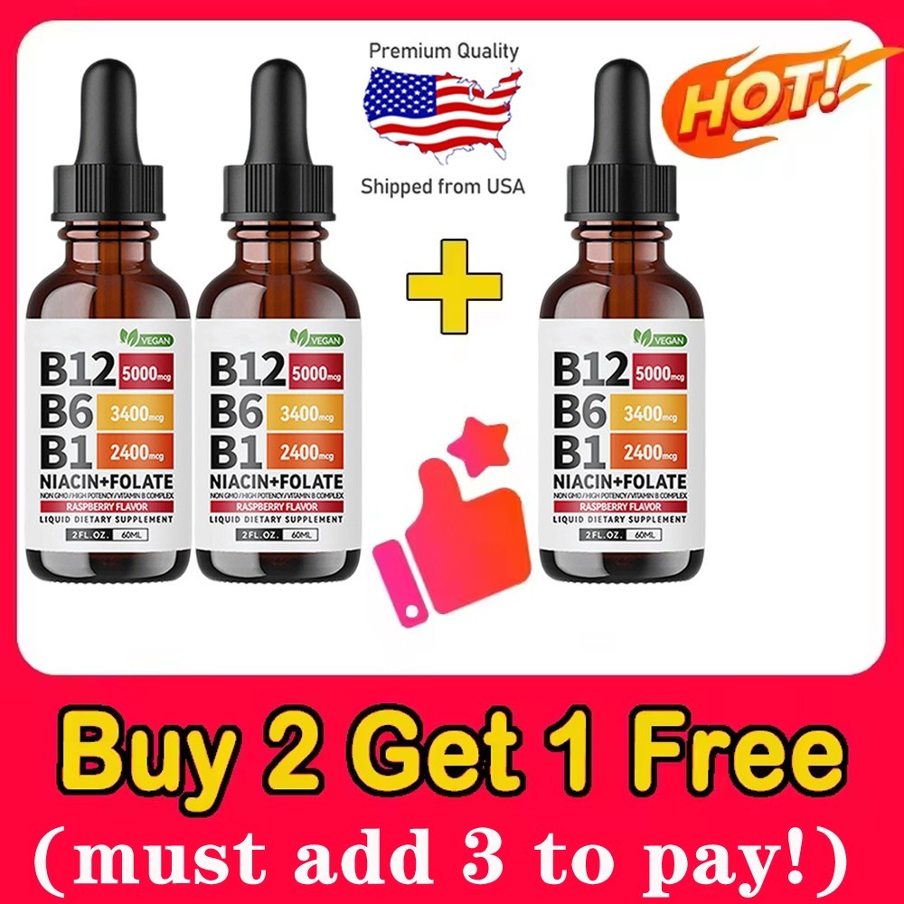 5  In 1 Vitamin B Complex – B6 B1 B12 Liquid Drops 5000mcg – Add 3 Only Pay 2 !
