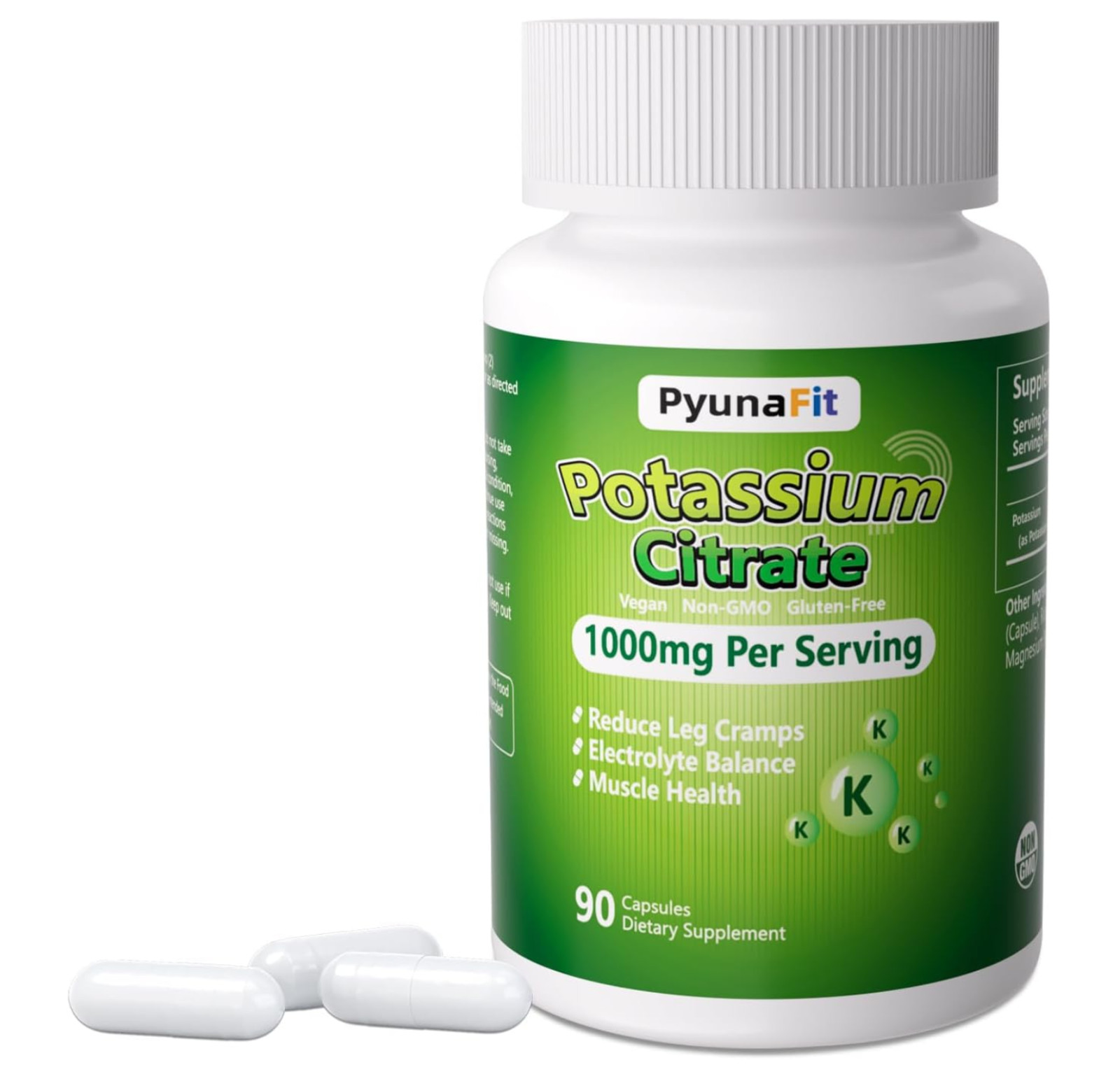 Potassium Supplement 1000mg – Citrate for Leg Cramps, Muscle & Heart Health