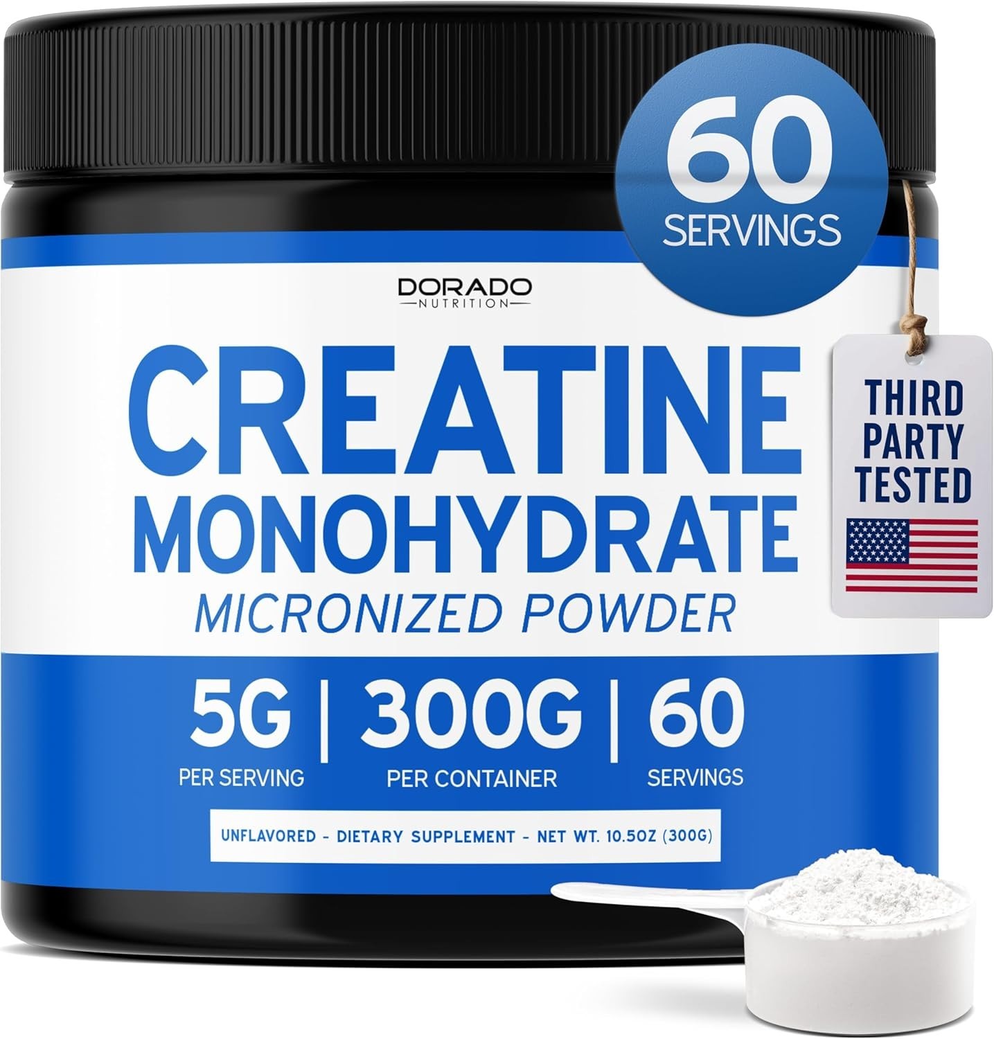 Creatine Monohydrate Powder 5G l Micronized & Unflavored l 60 Servings 5000mg