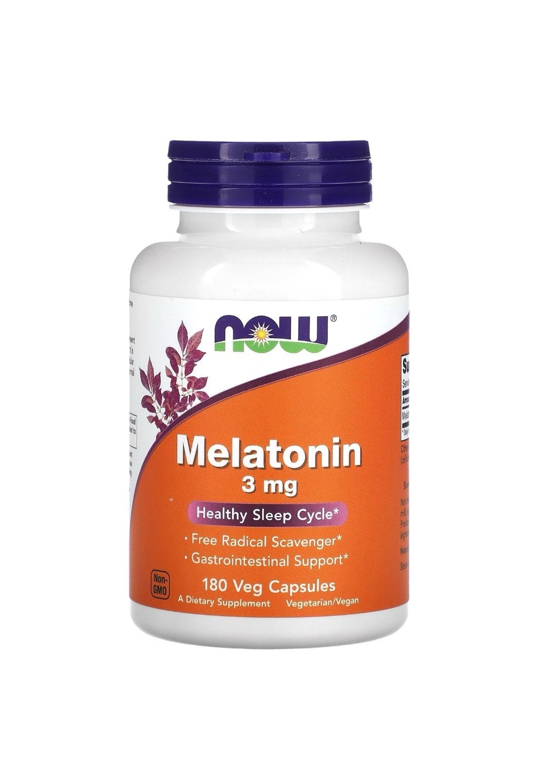 NOW Foods Melatonin, 3 mg, 180 Veg Capsules Exp 6/26