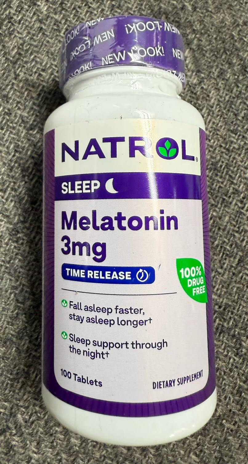 2 New Bottles Natrol Melatonin, Time Release, 3 mg, 100 Tablets Each