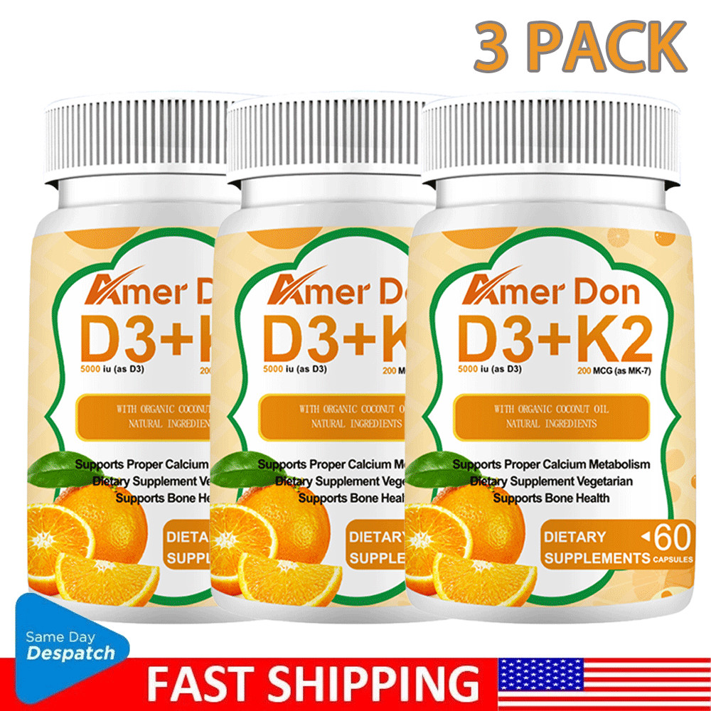 Qty180 Caps Vitamin K2 (MK7) with D3 5000 IU, BioPerine Capsules, Immune Health