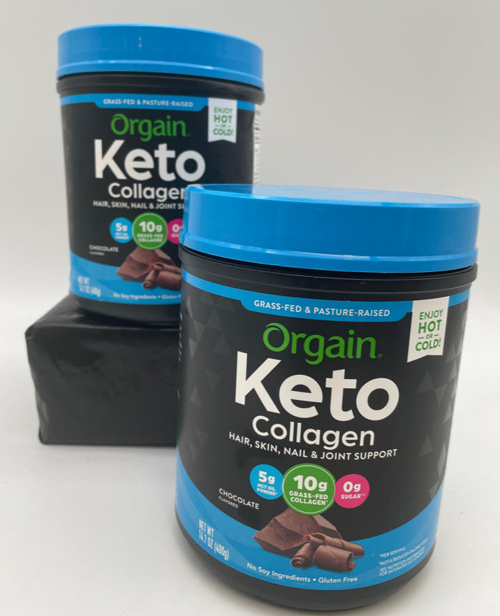 Orgain Keto Collagen Protein Powder w/MCT Oil, Chocolate, 14oz – BB 8/26, 2 Pack