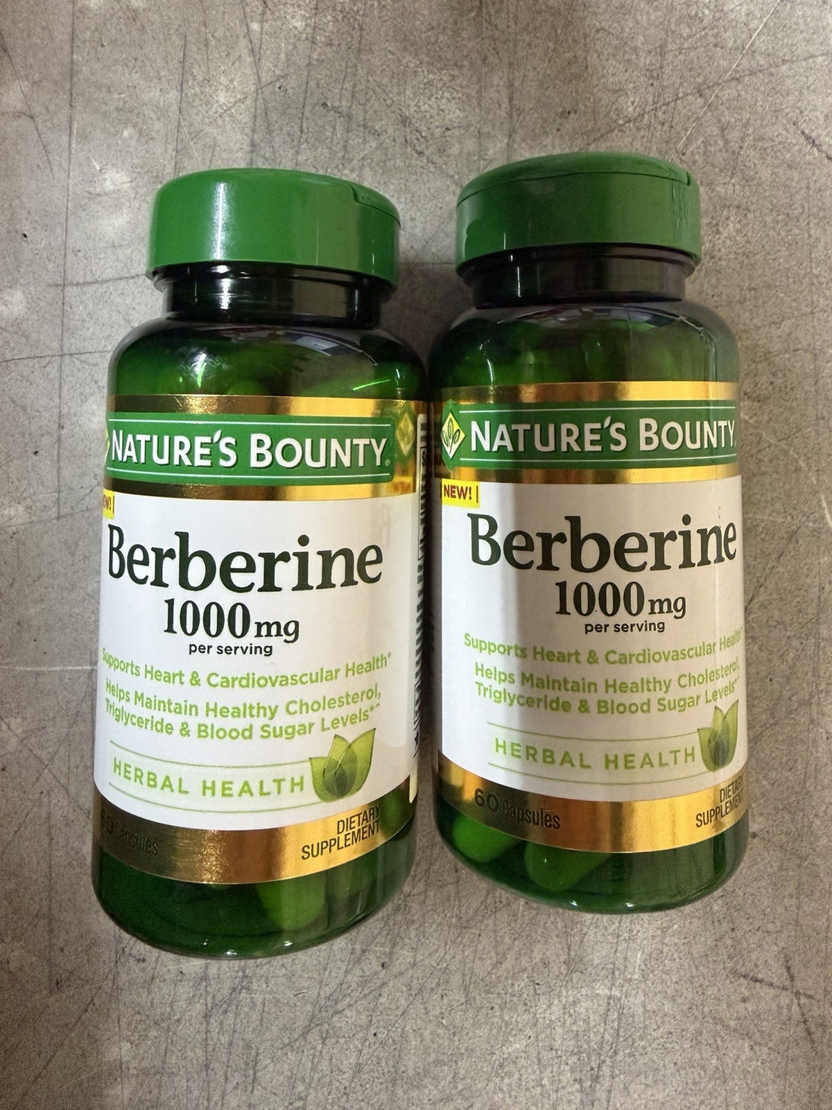 NEW Nature’s Bounty 1000 Mg Berberine 60 Capsules 2 Pack Exp : 06/2026