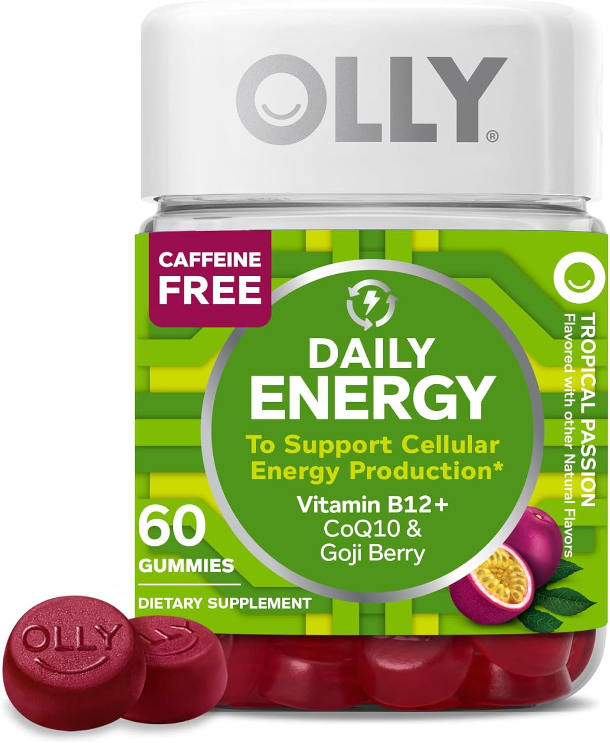 Daily Energy Gummy, Caffeine Free, Vitamin B12, Coq10, Goji Berry, Adult Chewabl