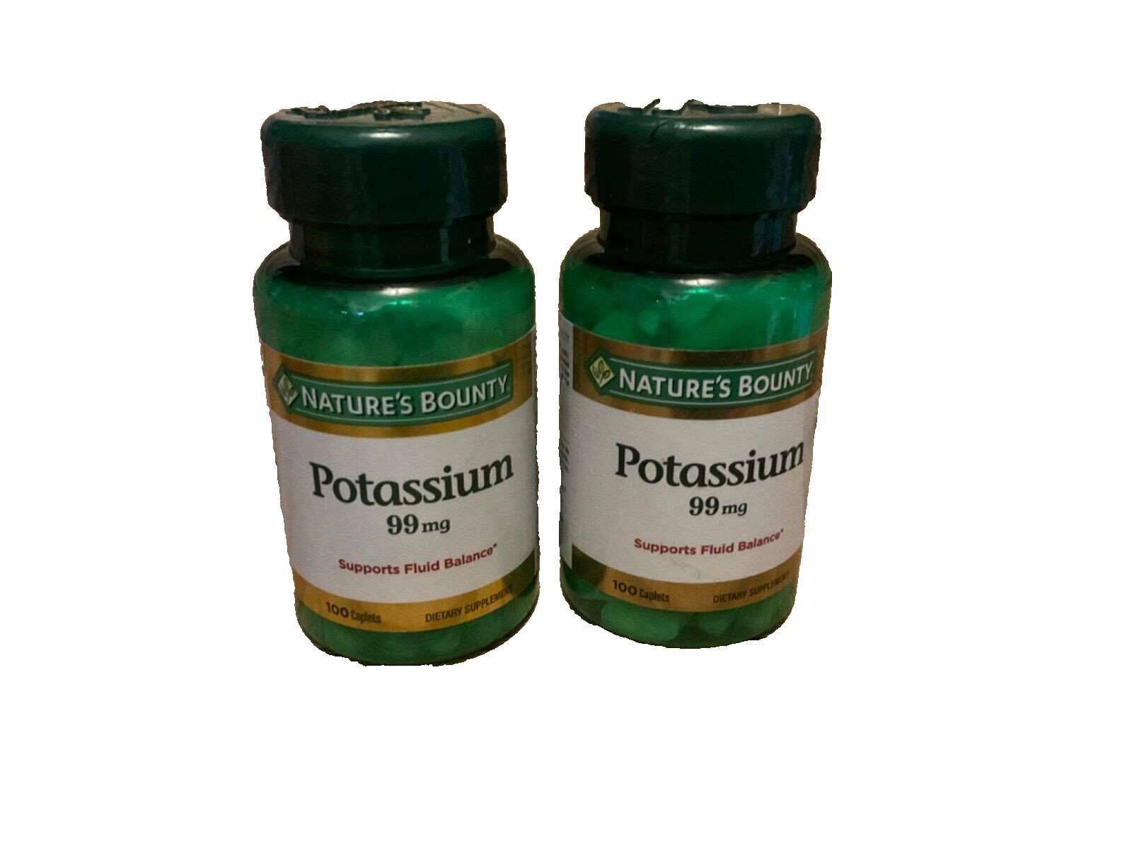 2 Pack Nature’s Bounty Potassium 99mg 100 Caplets Each Exp 9/25