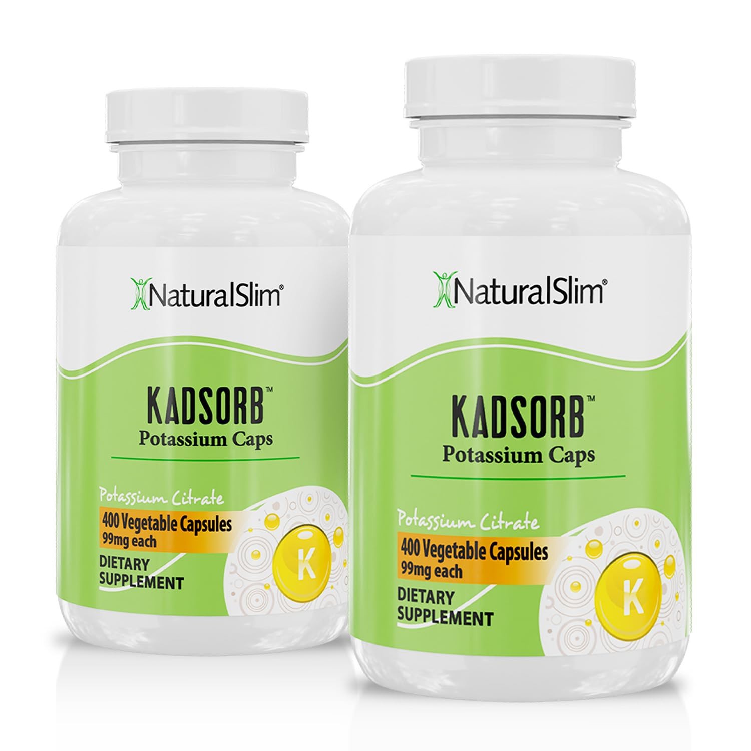 NaturalSlim Kadsorb Potassium Citrate 99 mg Capsules – 2-Pack, 400 Capsules each