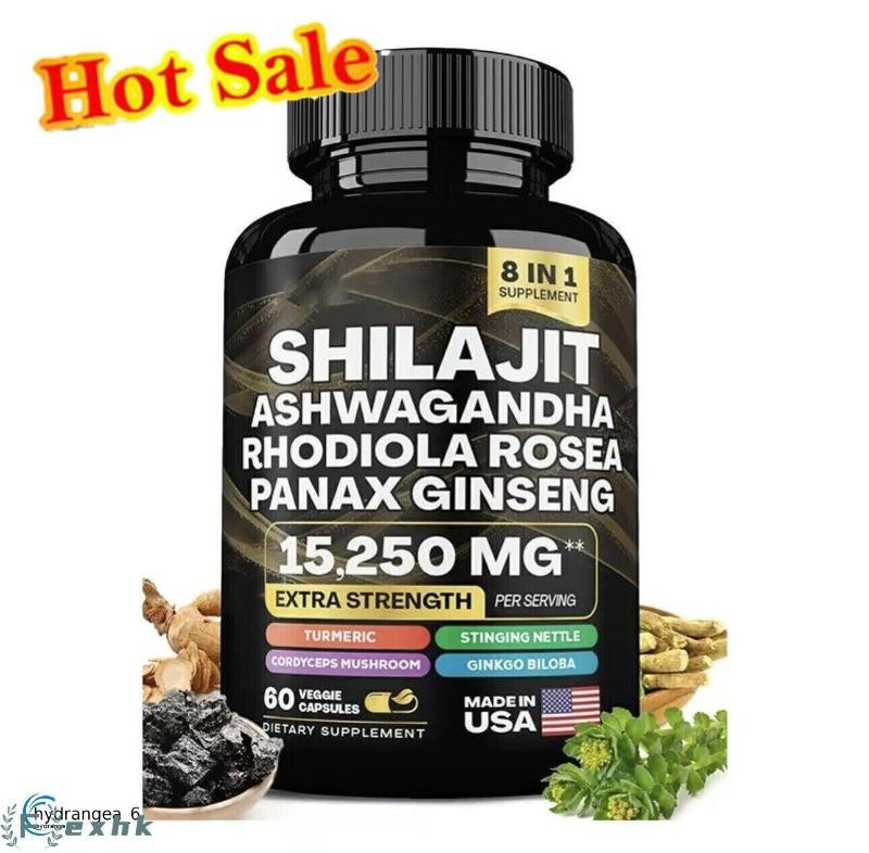 UK 9000MG & Ashwagandha 2000MG Pure Himalayan Shilajit 60 Caps