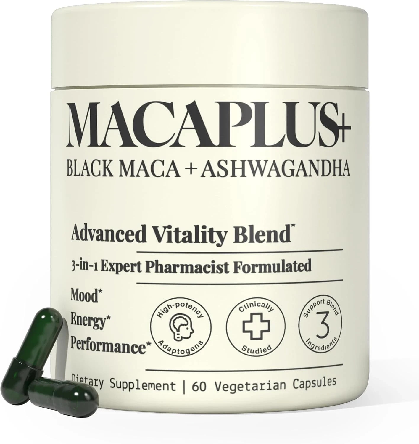 MACAPLUS+ Black Maca Root + Ashwagandha + Fenugreek – #1 Highest Potency Black M