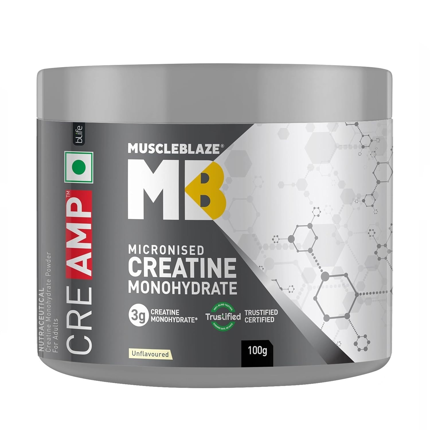 MuscleBlaze Micronised Creatine Monohydrate CreAMP Powder,Unflavoured:32Servings