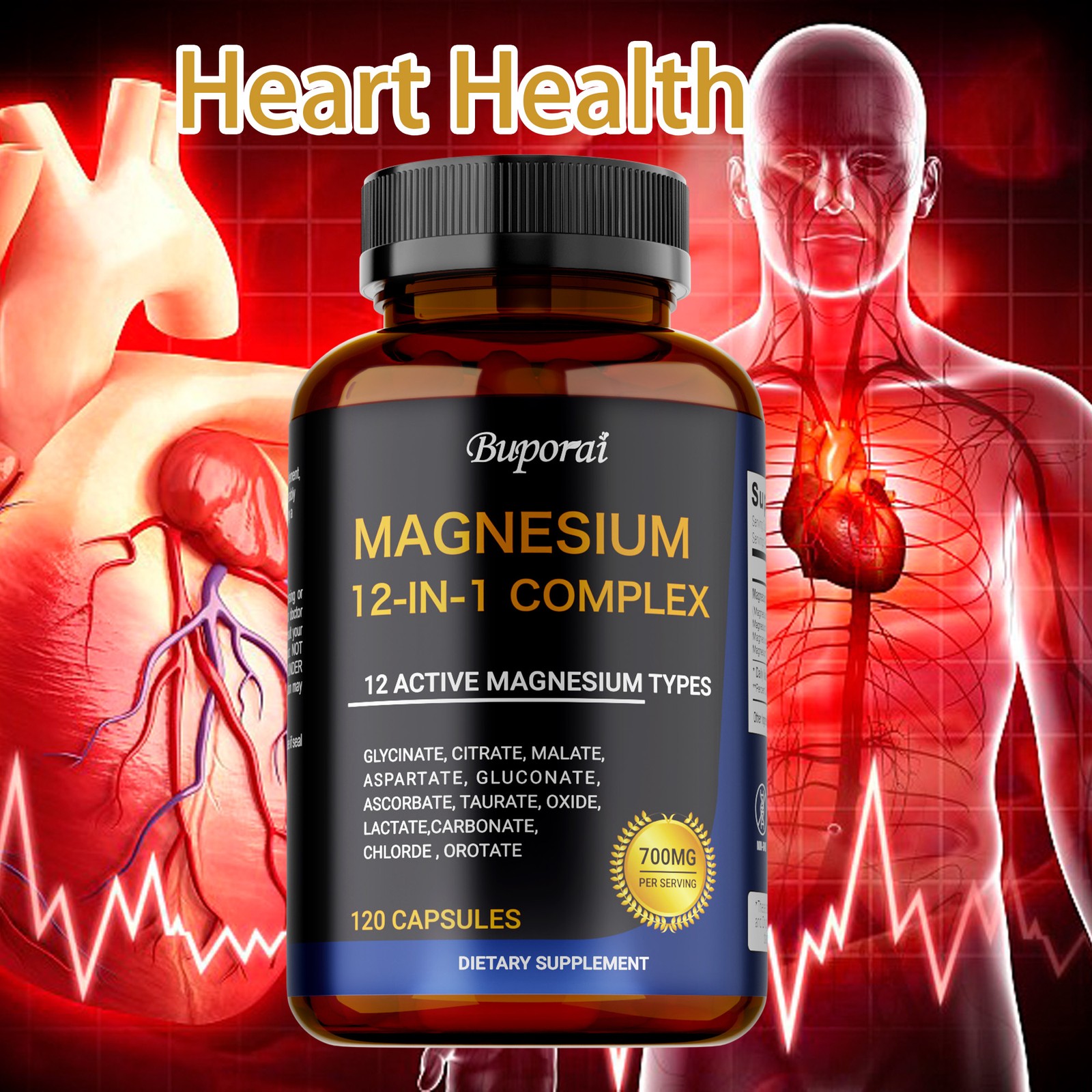 Magnesium 12-in-1 Complex – Supports Muscle, Heart, Sleep, and Nerve Health